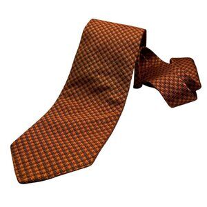 Albanese Luxurious Boutique 100% Silk Black & Orange Plaid Tie, 59" x 3.5" #221